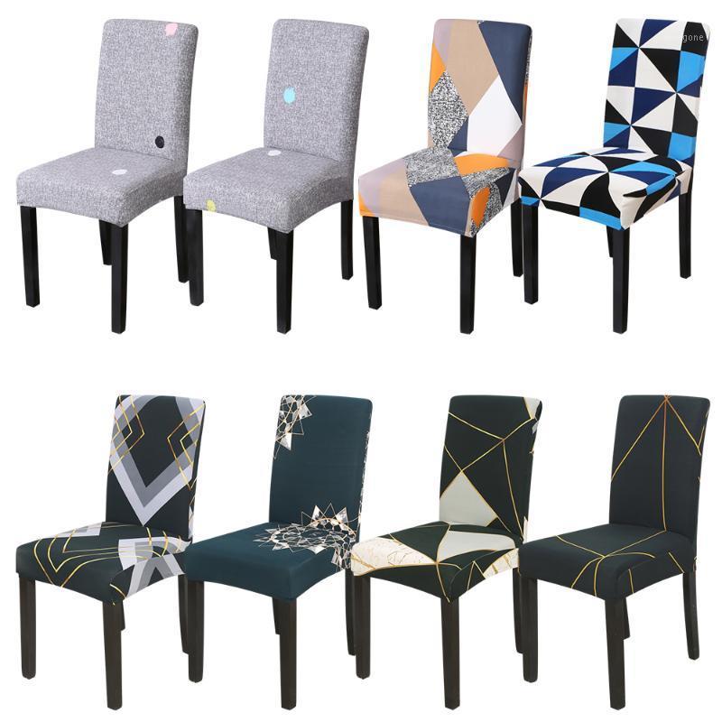 

Big Elastic Slipcover For Banquet Geometric Pattern Stretch Chair Cover Spandex Kitchen Removable Washable Seat Covers