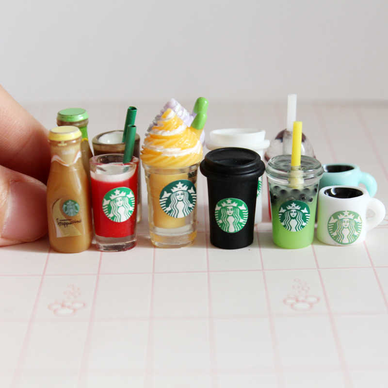 

10pcs 1/12 Miniature Dollhouse Coffee Cup Model Ice-cream Drinks Mini Pretend Play Doll Food Toy Accessories
