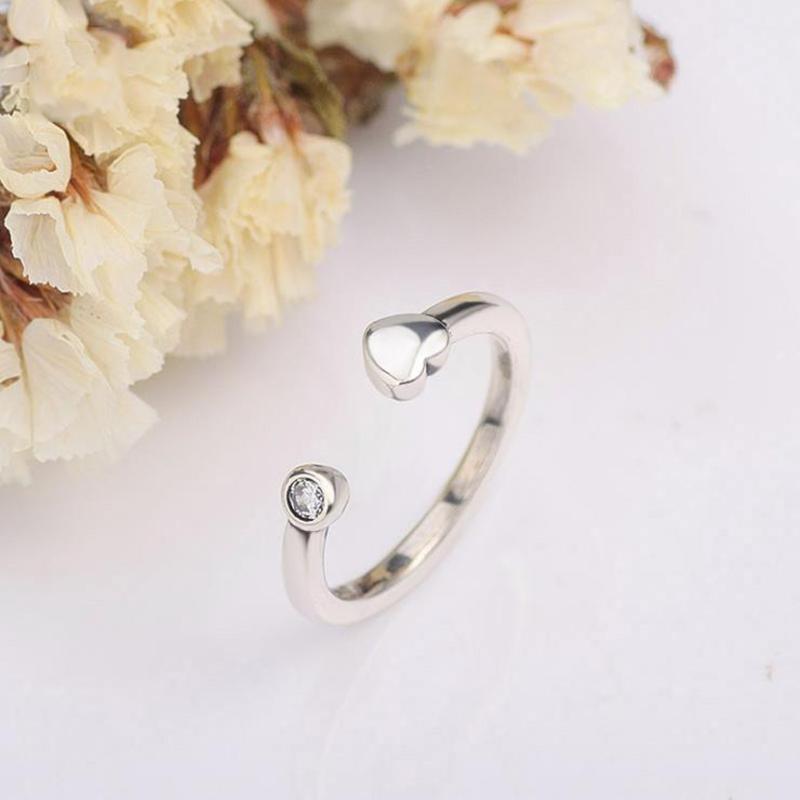 

100% 925 Sterling Silver Pan Ring Creative Bright Decoration Love Open For Women Wedding Party Fashion Jewelry Cluster Rings