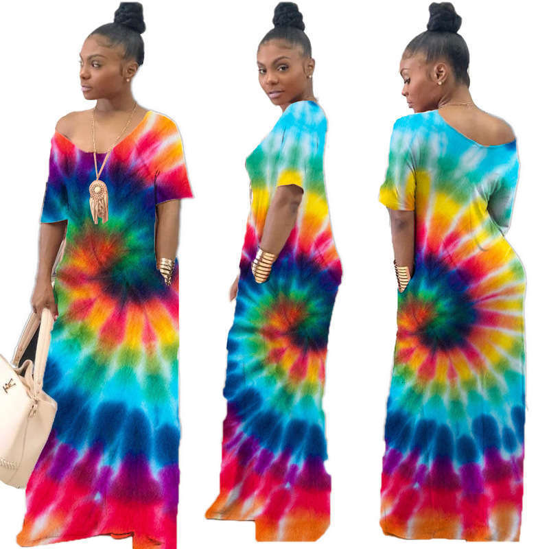 

Casual Dresses sexy Cq031 women' selling rotary tie dye positioning dress, Green