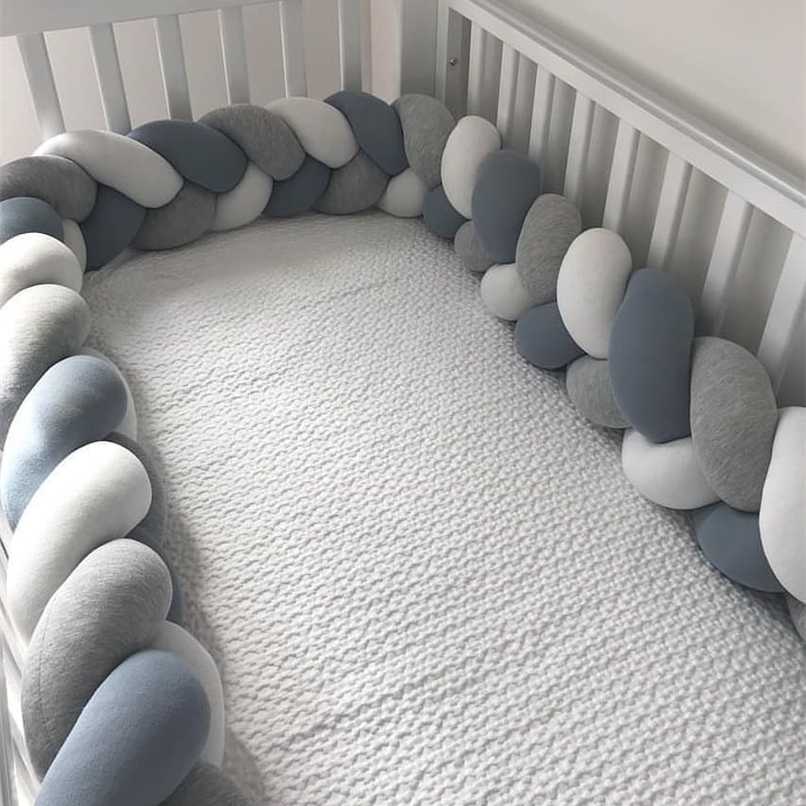 Baby Bed Bumper Protector Infant Cradle Pillow Cushion Braid Knot Bumper Crib Bumper Tour De Lit Tresse Room Decor 211025-image-735356891