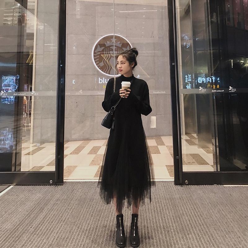 

Casual Dresses Autumn Very Fairy Internet Celebrity Small Woolen Skirt Suit Female Tiktok Western Style Gentle Matching High Two-piece Kio, Sweater tulle skirt