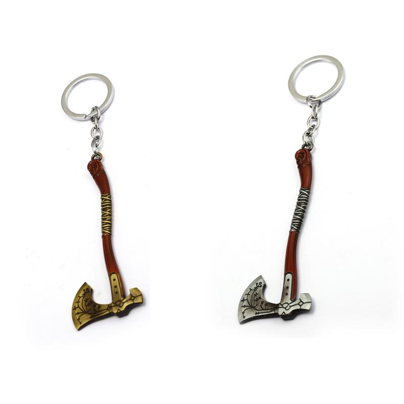 

Keychains Leviathan Keychain God Of War 4 Kratos Guardian Metal Keyring Axe Holder Choker Men Accessory