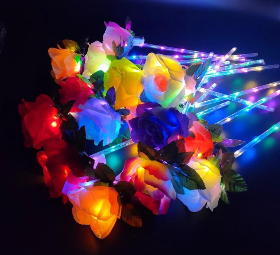 

LED Light Up Bouquet Flowers Flashing Glowing Rose Wand Sticks Wedding Deocr Valentine's Day Party Memorial Gift