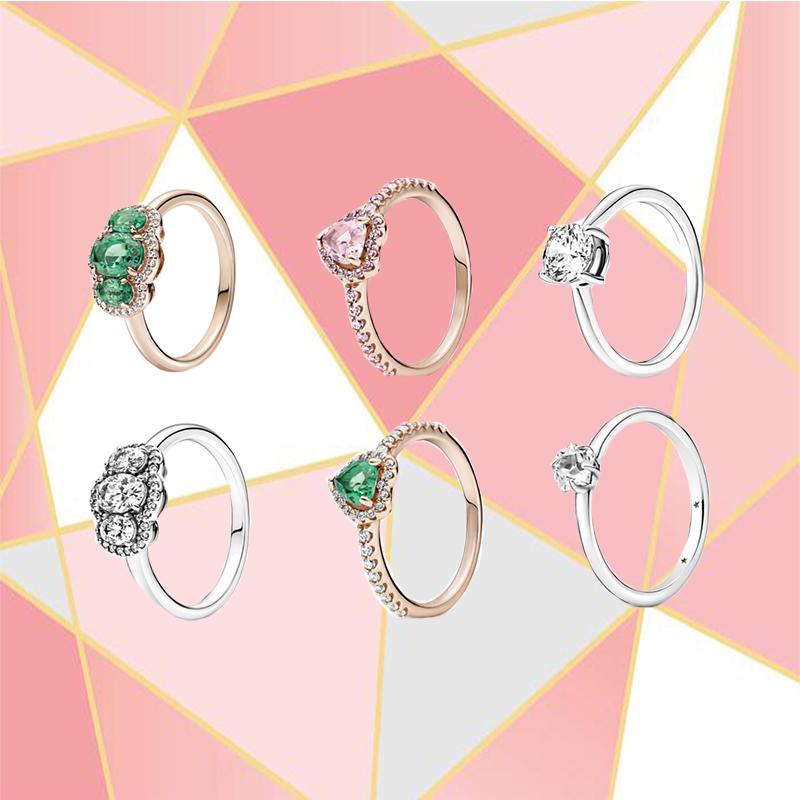 

Cluster Rings 2021 Bright Galaxy S925 Sterling Silver High-quality Sparkling Star Ring Series Women's Banquet Jewelry Similar To, Golden;silver