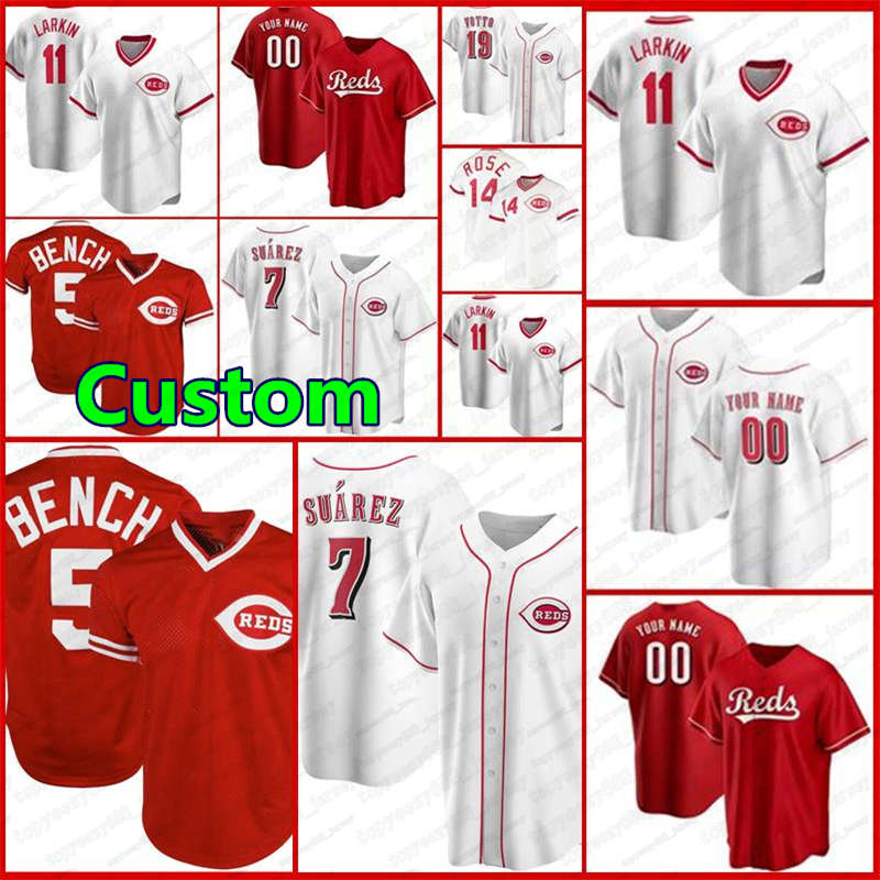 

19 Joey Votto Custom 5 Johnny Bench 7 Eugenio Suarez Cincinnati Baseball 14 Pete Rose Barry Larkin Ken Griffey Jr 22 Derek Dietrich Jerseys, Custom retro(hongren)