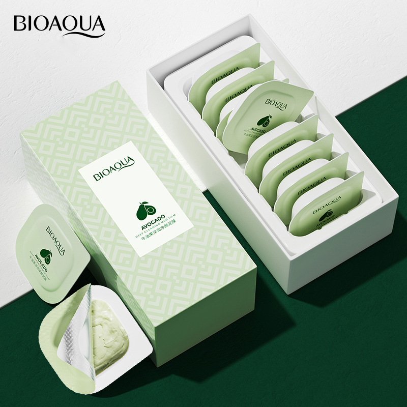 

8PCS/set Avocado Extract Clearing Mud Cream Mask Moisturizing Smear Korean Moisturize Skin Care Products 0987