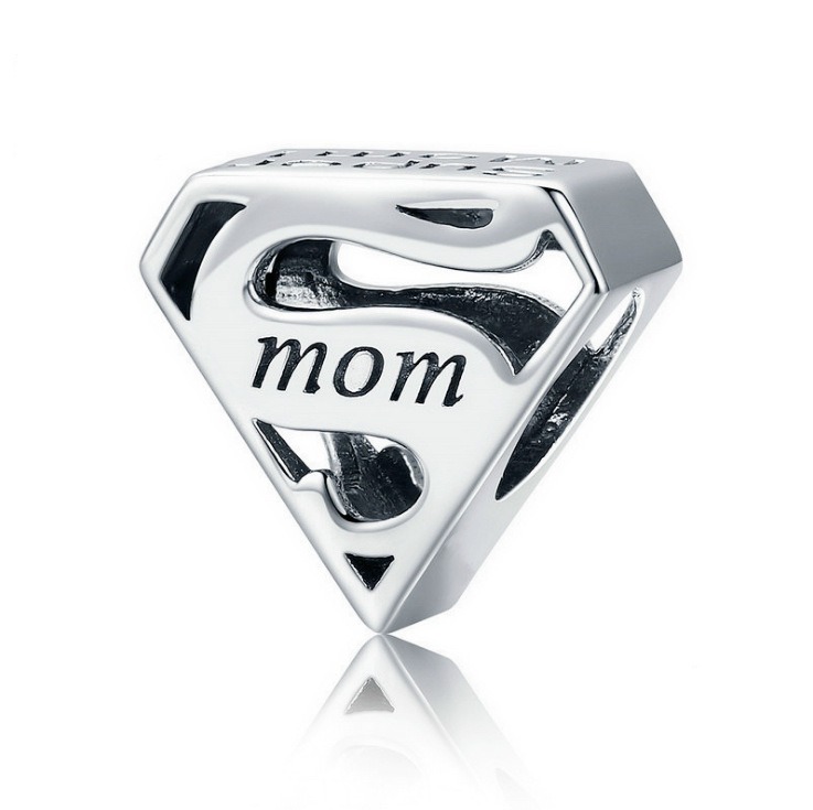 

Fits Pandora Bracelets 30pcs Super Mom Silver Charms Bead Charm Beads For Wholesale Diy European Sterling Necklace Jewelry