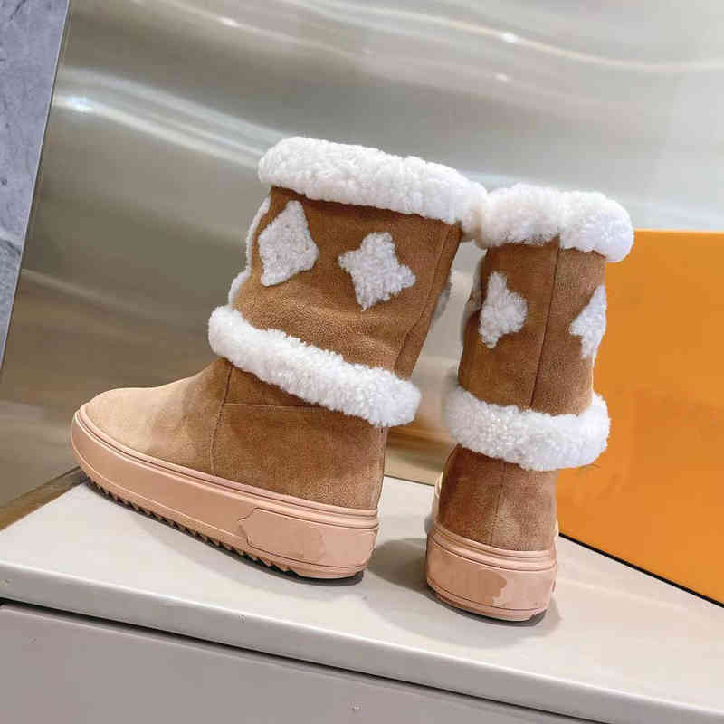 

Boots Designer Women SNOWDROP FLAT ANKLE BOOTS Lady Fashion Snow Boot Waterproof Winter Warm Wool Leather Sneakers Size US 5-10 06MS, 2#