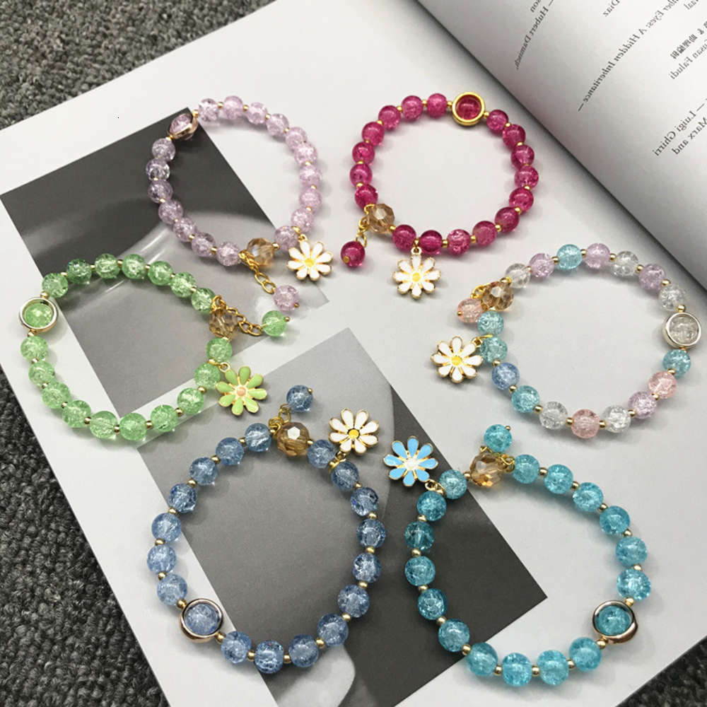 

Hand catenary Daisy crystal bracelet summer personality sweet Zou chrysanthemum pendant girl little fresh hand, Black