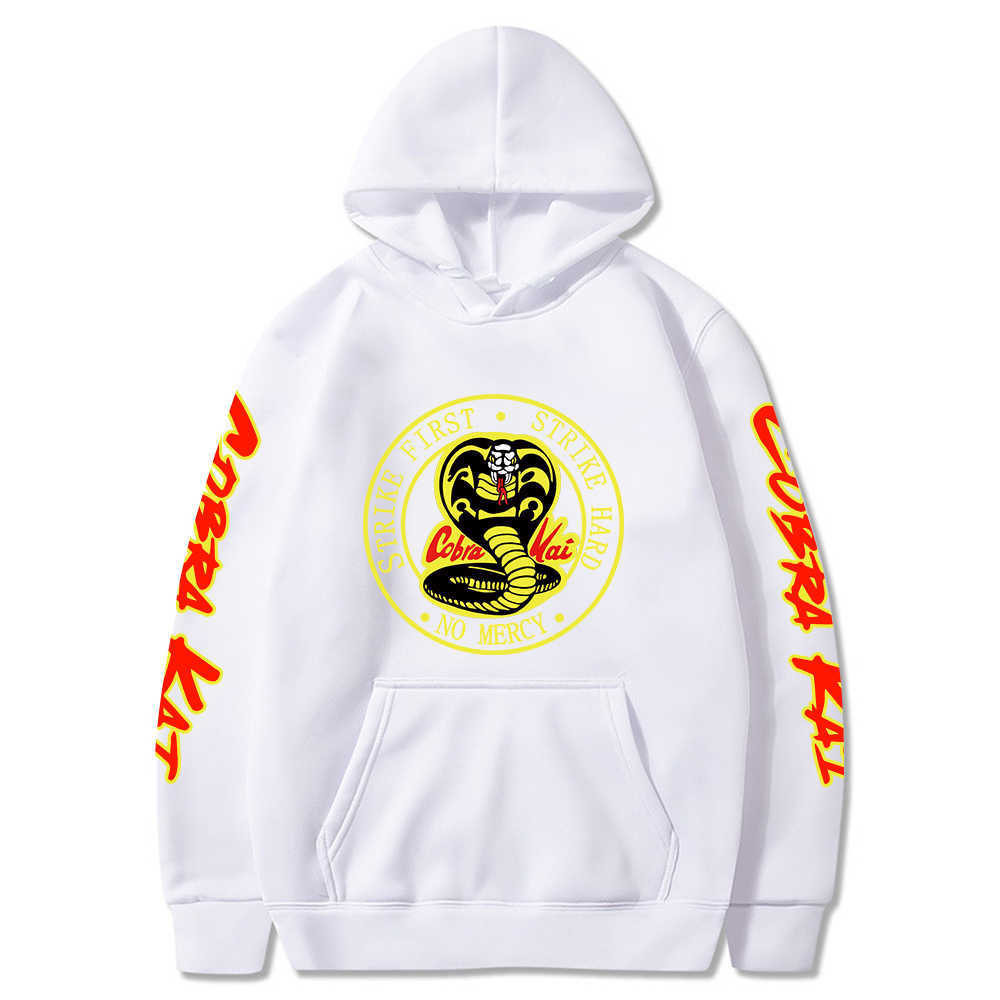 

COBRA KAI Hoodies Strike Hard Strike First No Mercy printed Hooded Cobra Kai Casual Pullovers Hoodie x0610, Black