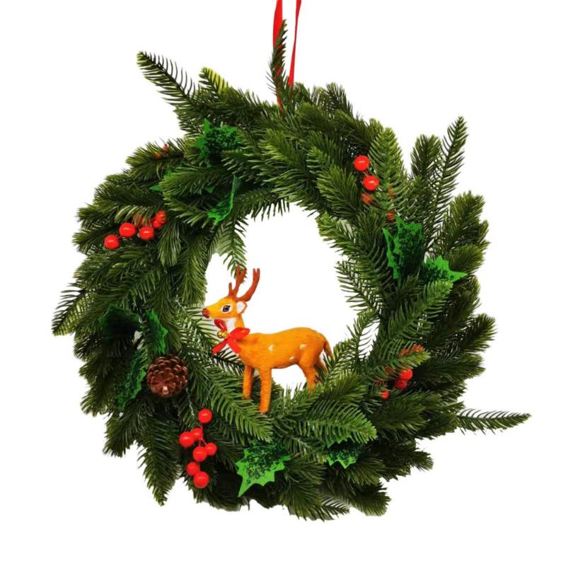 

Decorative Flowers & Wreaths Christmas Wreath With Mixed Decoration Garland Elk Indoor Or Outdoor Holiday Party Artificial Pine Wr