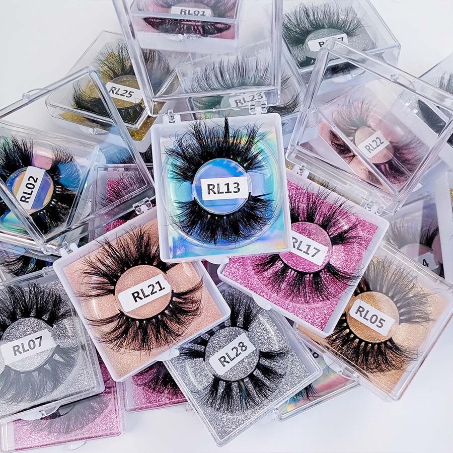 

Handmade Reusable Curly Mink False Eyelashes 25mm Natural Long Thick Soft Light 3D Fake Lashes Extension Makeup For Eyes With Crystal Plastic Packing DHL Free