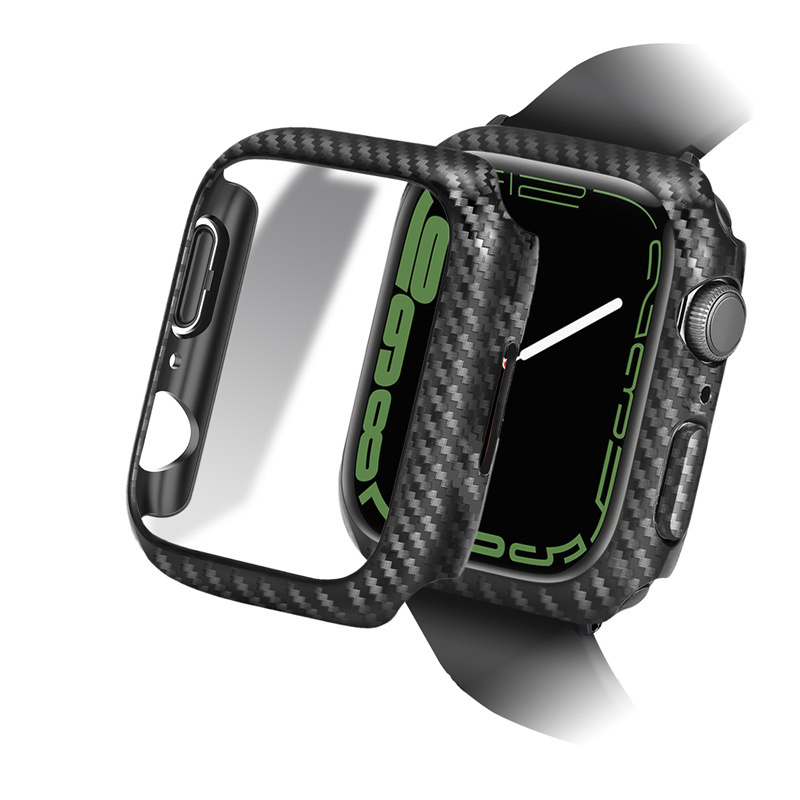 

Cool Carbon Fiber Case for Apple Watch Series 7 6 5 4 3 2 Tough Armor PC Hard Cover iWatch 38mm 40mm 41mm 45mm
