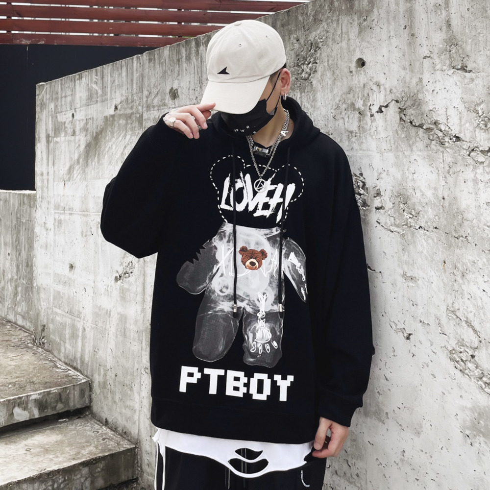 

men's hoodies & sweatshirts male sweatshirt, casual high street hoodies, funny harajuku of cartoon punk hoodie, black male hip hop gir