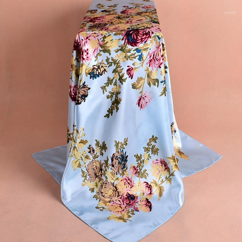 

Scarves Designer Silk Scarf Women Ladies Hijab Fashion Printed Poncho Soft Shawl Wraps Bufanda, Blue;gray