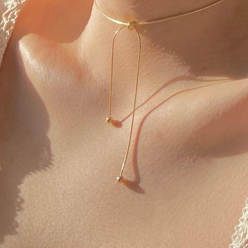

Chains Trendy Retro Pull Necklace Female Clavicle Chain Versatile Simple Light Luxury Personality For Women