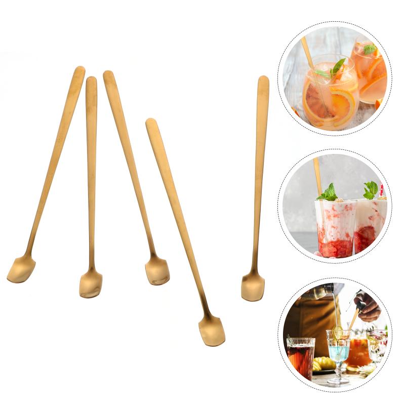 

Spoons 5pcs Metal Dessert Practical Long-handle For Restaurant Cafe Home