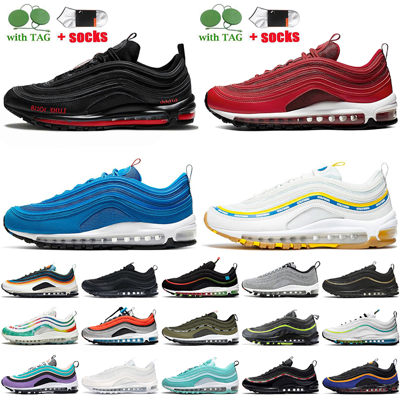 

97s Womens Mens Running Shoes MSCHF Lil Nas X Satan University Red Blue Hero Undefeated UCLA Bruins Trainers Sneakers Big Size us 12, #1 mschf lil nas x satan 36-45