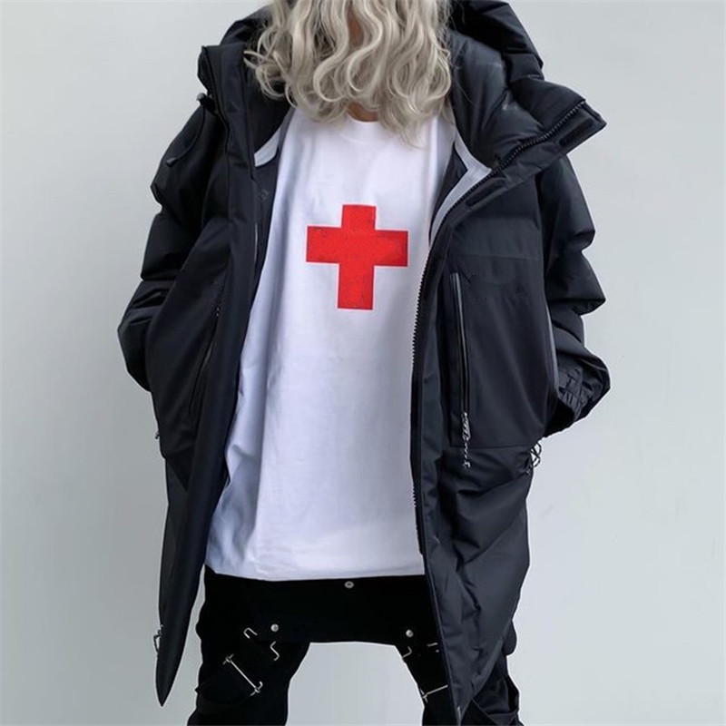

21SS Fashion Summer Mens T-Shirts cross Letter Printed Casual Men Top Quality women hiphop Streetwear tee, White;black
