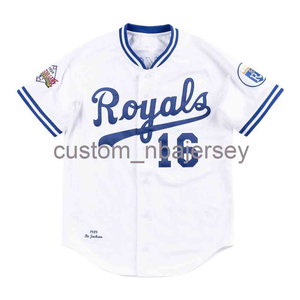 

Custom Bo Jackson #16 Mitchell Ness White 1989 Jersey Stitched Men Women Youth Kid Baseball Jersey -6XL