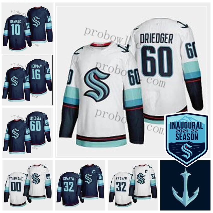 

Yanni Gourde Seattle Kraken 2021-22 Inaugural Goalie cut Jersey Philipp Mark Giordano Driedger Colin Blackwell Tanev Eberle Jared McCann Jaden Schwartz Jeremy, Womens/away white/2021-22 inaugural