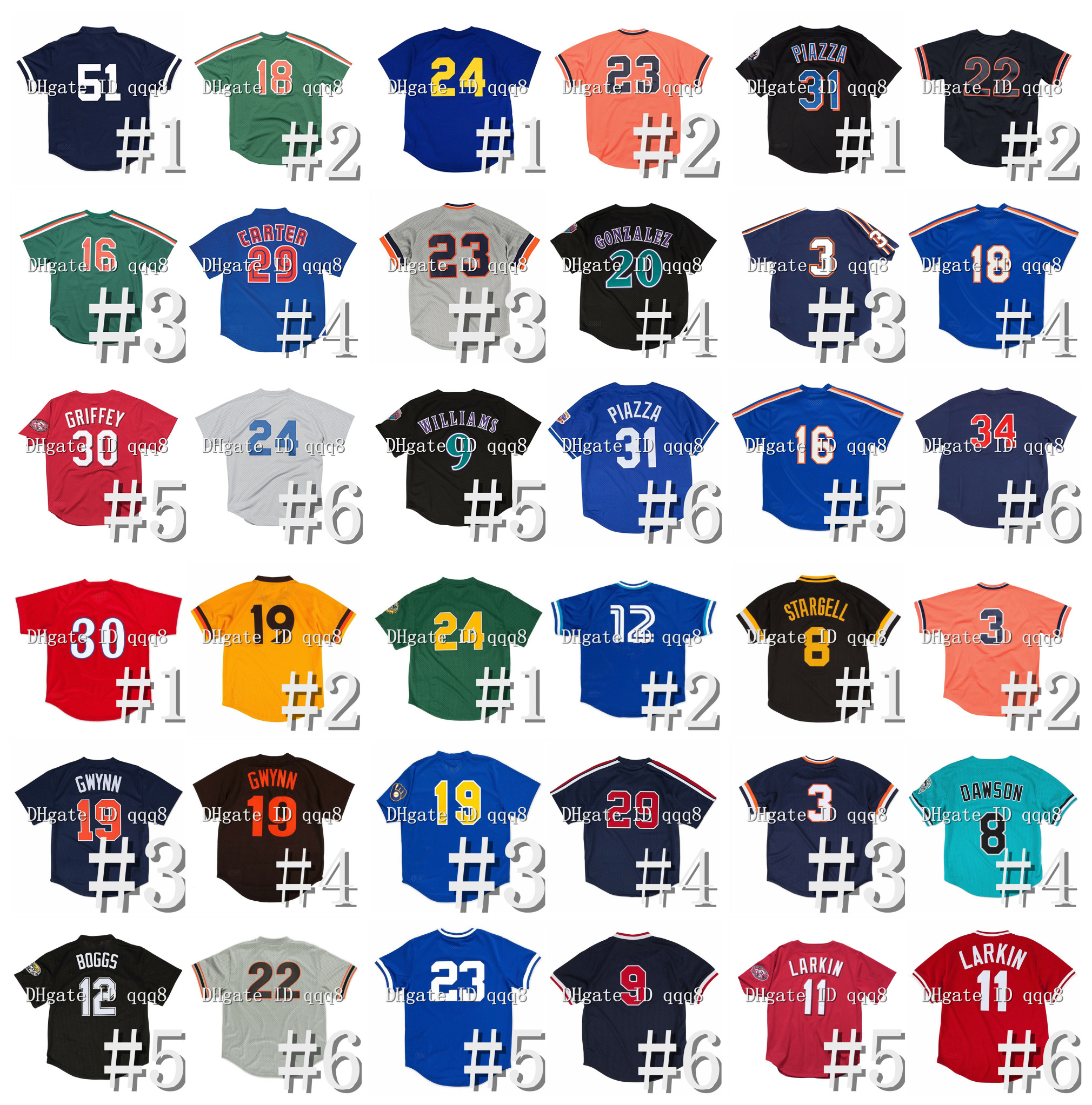 

Vintage Throwback Mesh Baseball Jersey Bo Jackson Tony Gwynn Tim Raines Darryl Strawberry Dykstra Ozzie Smith Batting Practice Matt Williams Custom Jerseys, As pic