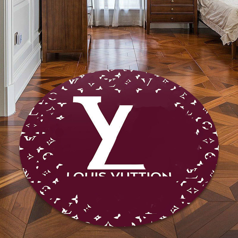 

Customizable Round Floor Mat Carpets Retro Classic Geometric Flowers Living Room Decor Brown Tapete Bedroom Bedside Area Rugs