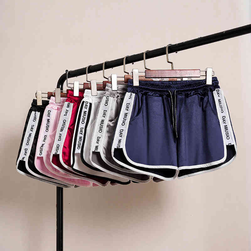 Women's Shorts Jogger Letter Striped Sport workout shorts Ladies Lace up Womens Elastic Waist Summer Patchwork Gym Athletic Loose 77ST