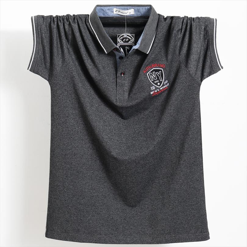 

clothing shirt business work casual mens polos solid male short sleeve comfortable tees pure cotton 5xl, White;black