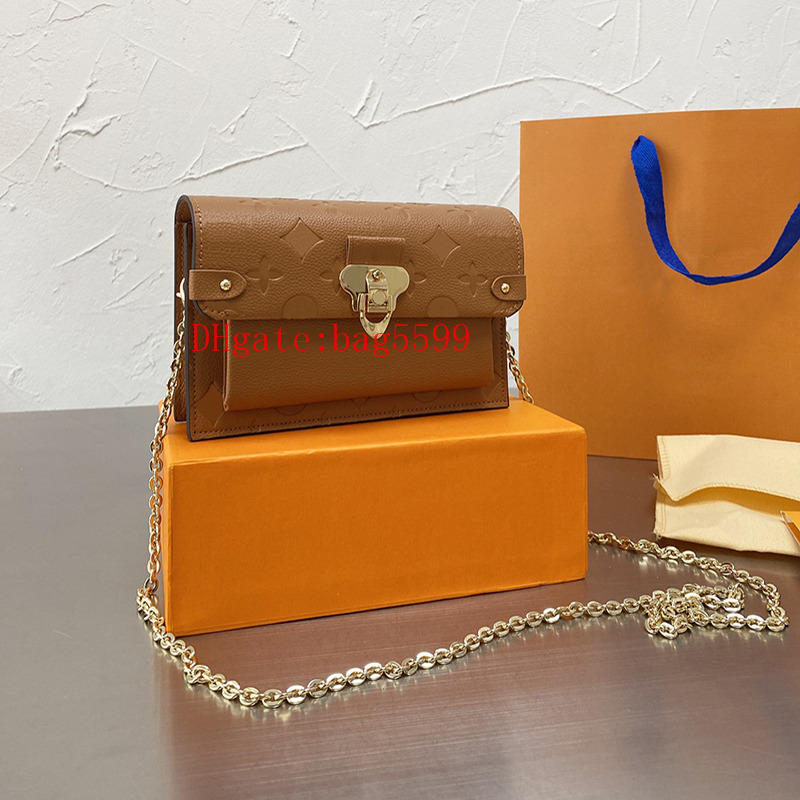 

Retro Iconic Real Leather Embossing Bag Women Shoulder Bags Desingners On Postman Crossbody Envelope Mini Purse Lady Flap handbag, Box