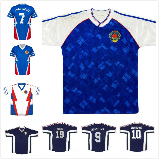 

1990 1991 1998 1999 Yugoslavia retro Soccer Jersey World Cup #8 Mijatovic #19 Savicevic Vintage Classic 90 91 Football Shirts thai quality -2XL