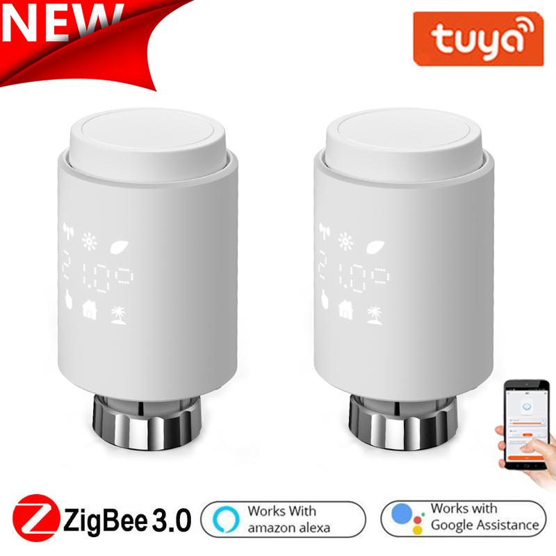 

Smart Home Control Tuya ZigBee Thermostat Radiator Actuator Valve Programmable TRV Temperature Controller Via Alexa Google