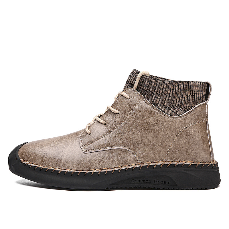 

New Large Size Plus Cotton for Casual Men's Shoes Warm Fashion All-match Lace-up Socks Sneakers Men, Black