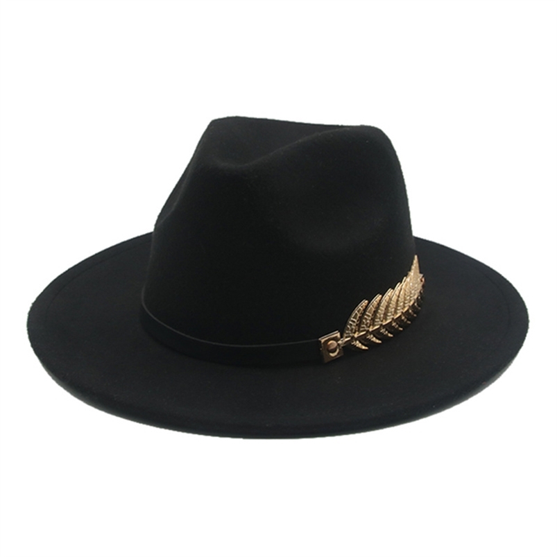 

women hats fedora casual Belt wide brim felted classic panama men caps black camel formal church wedding jazz winter 210709, Pink