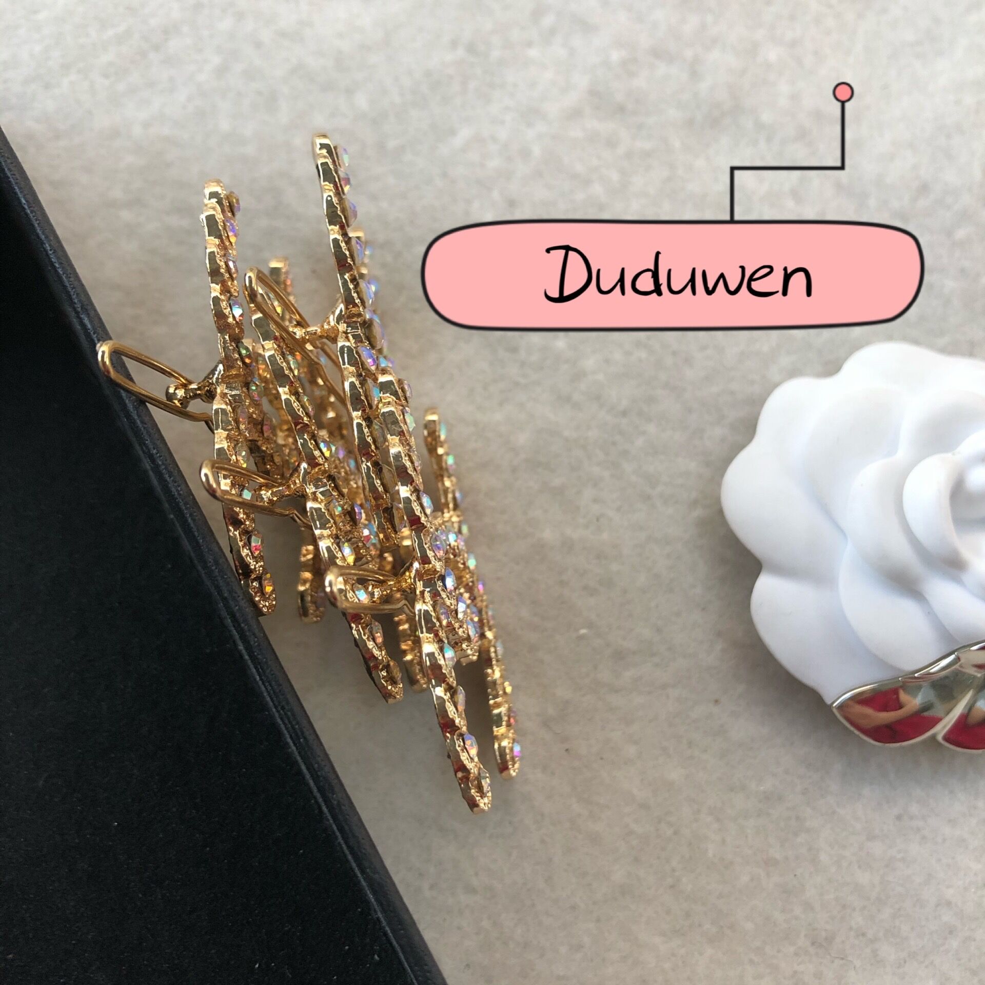 

4.5X3.5cm fashion hair accessories hairclips peacock color shining hairpin classic stone metal breastpin for sweater duduforvip, Black