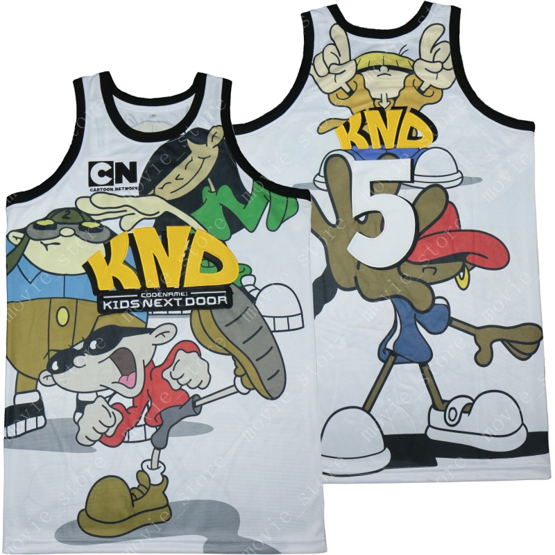 

Men's Codename Kids Next Door #5 Knd TV Basketball Jersey Stitched, Black;red