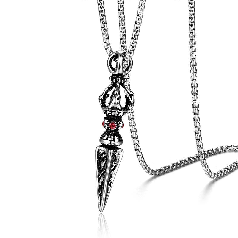 

Pendant Necklaces Punk Stainless Steel Buddhism Jiang Mochu For Men Rock Jewelry Drop, Silver