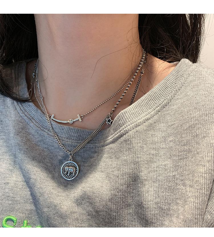 

Chains Women Silver Necklace 100% Smile Star Chain Female Elephant Luxury Designer 2021 Sweater