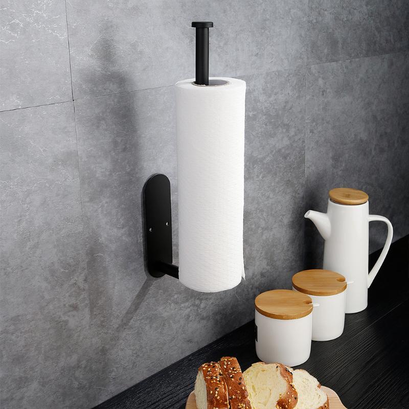

Toilet Paper Holders Non-Drilling Holder Stainless Steel Self-Adhesive Stands Organizers Wall Mounted Bathroom Kitchen Roll Tissue Rack