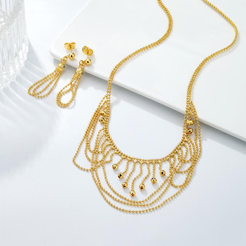 

Earrings & Necklace Gold Color Jewelry Set Chain For Women Fashion Gift Pendant Waterproof Necklaces Earing 2021 Trendy, Silver