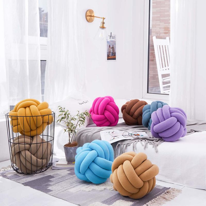 

Cushion/Decorative Pillow Round Knotted Plush Ball Nordic Style Stuffed Throw Waist Back Cushion Home Sofa Bed Decoration Dolls Toys 30cm, 10