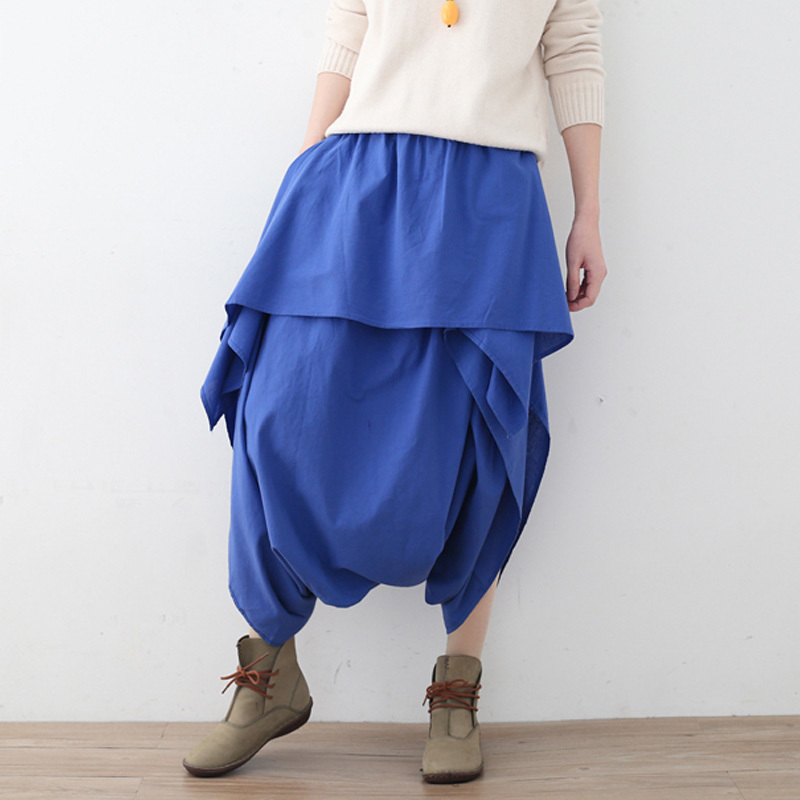 

Johnature Women Cotton Linen Wide Leg Pants Casual Soft Autumn Elastic Waist Irregular Trouser Solid Color Women Pants 210521, Gray