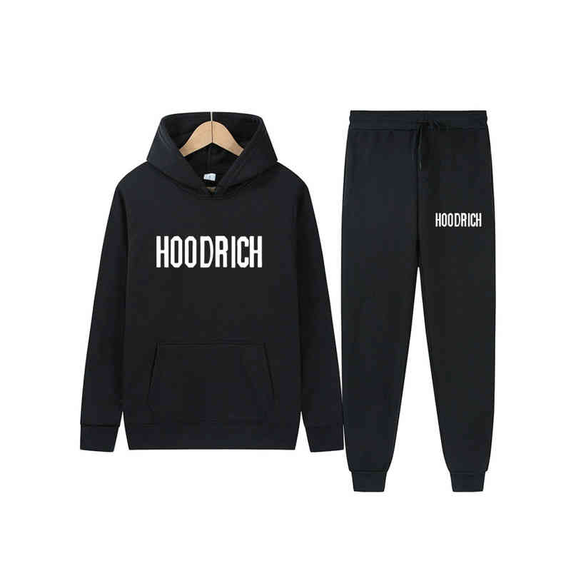 

Hooded Sweater Suit Hoodrich Letter Printing Casual Sports, Chestnut black