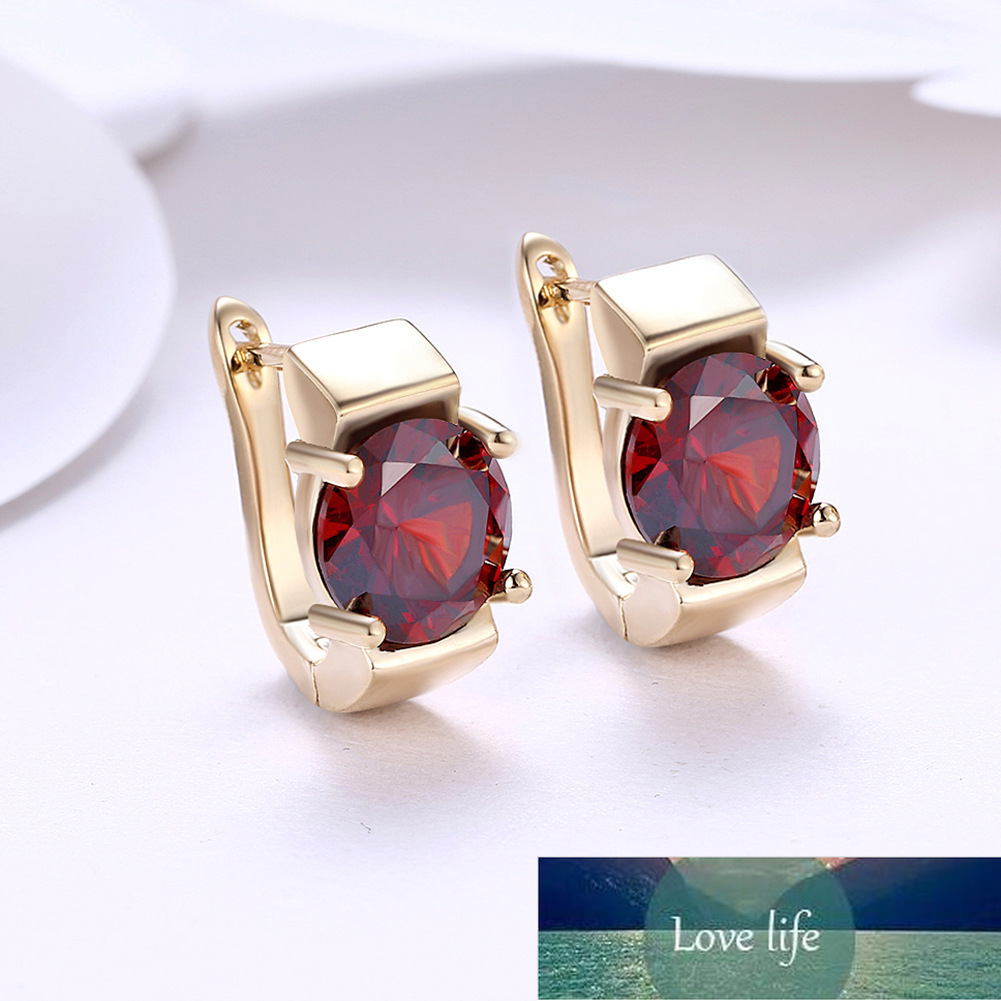 

Red Round Crystal Earrings Gold Silver Color Stud Earrings For Women Earing Jewelry Earring Purple Crystal Earings Kolczyki Gift Factory price expert design