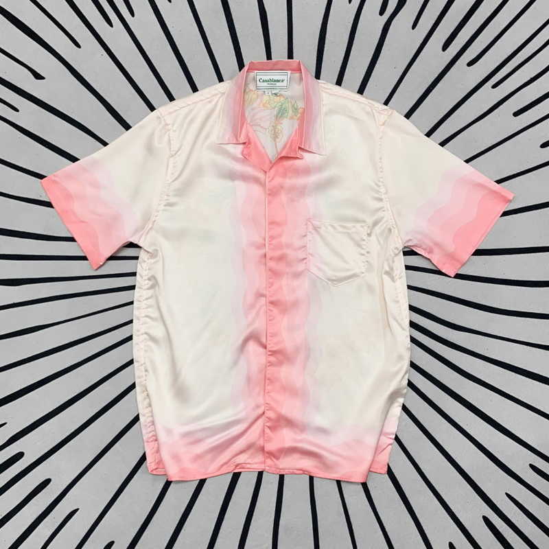 

Street fashion Casablanca ss21 spring summer Sicilian print summer fairy tale dream short sleeve shirt, White;black