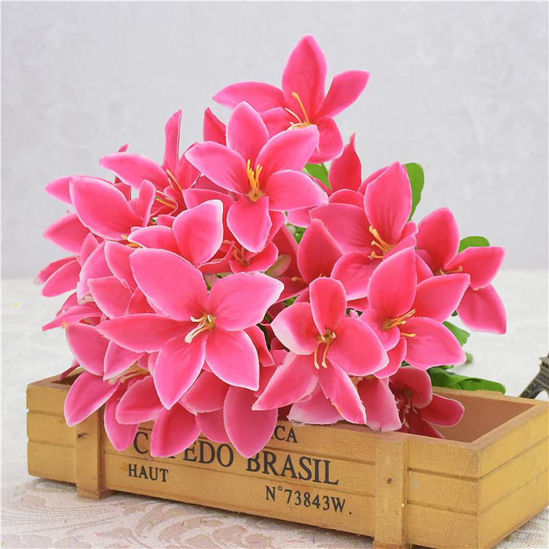 

Decorative Flowers & Wreaths Silk Simulation Lily Artificial Fake 45cm 30 Heads DIY El Floral Garden Home Decor Valentine's Day, White