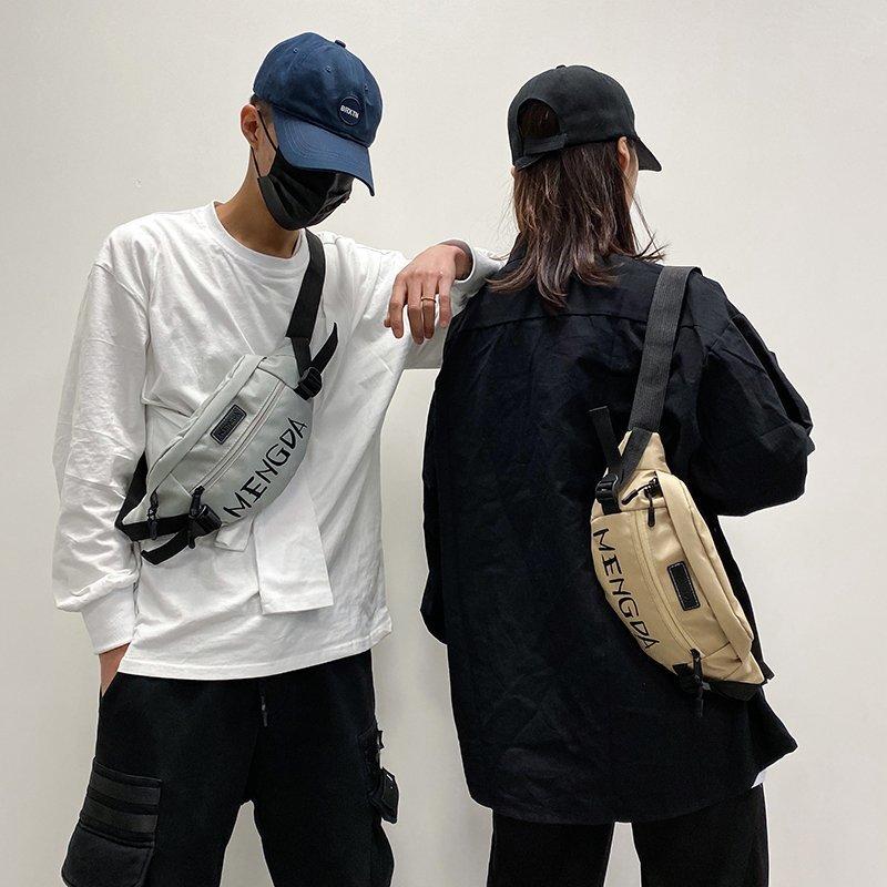 

Canvas Chest Bag Men Crossbody Unisex Women Waist Pack Solid Color Casual Travel Pouch Belt Boy Hip B Bags