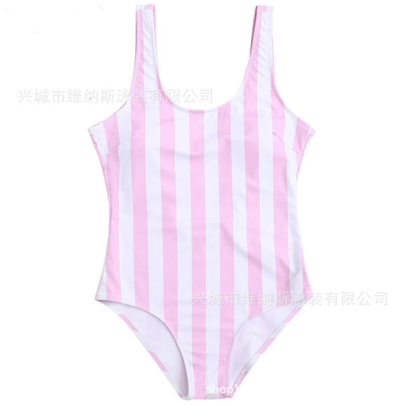 One Piece Striped Swimsuit Beach Bikini-image-678301998
