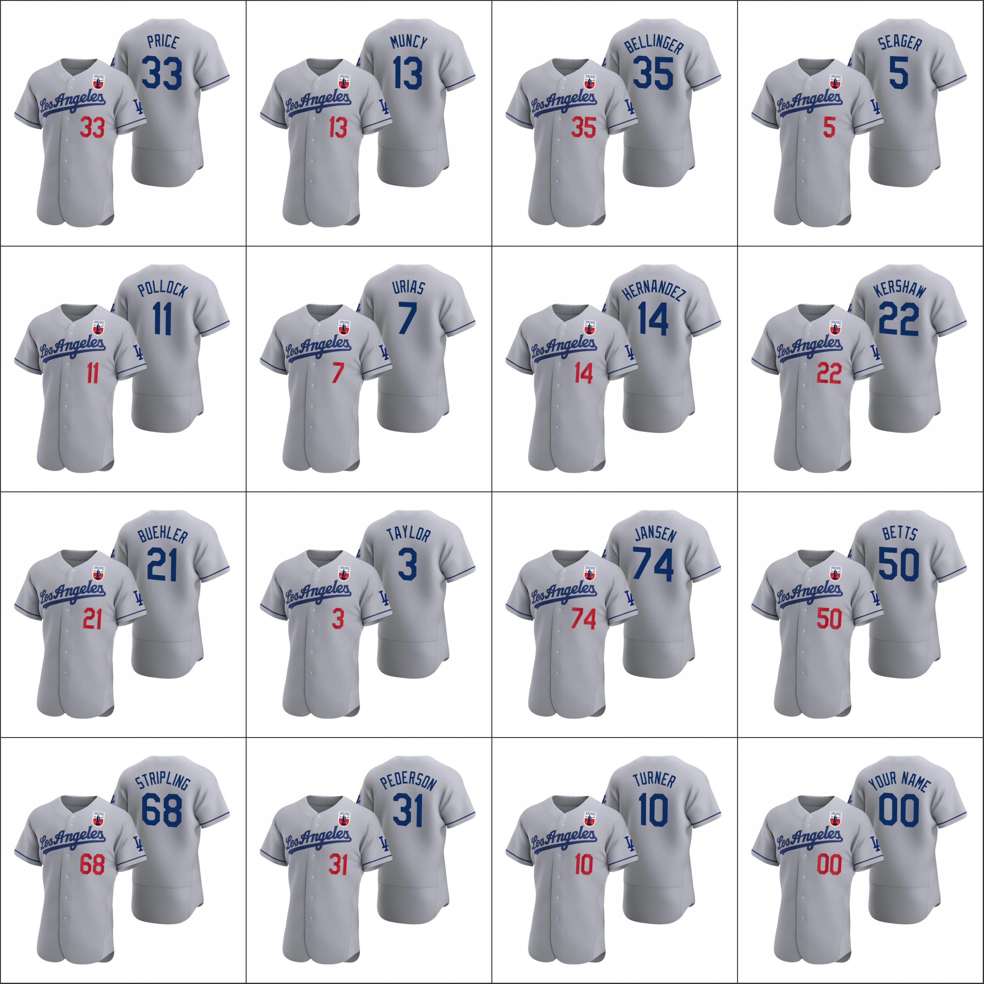 

Los Angeles Dodgers Men #50 Mookie Betts 35 Cody Bellinger 22 Clayton Kershaw Custom Women Youth Gray Negro Leagues Authentic Jersey, Blue;black
